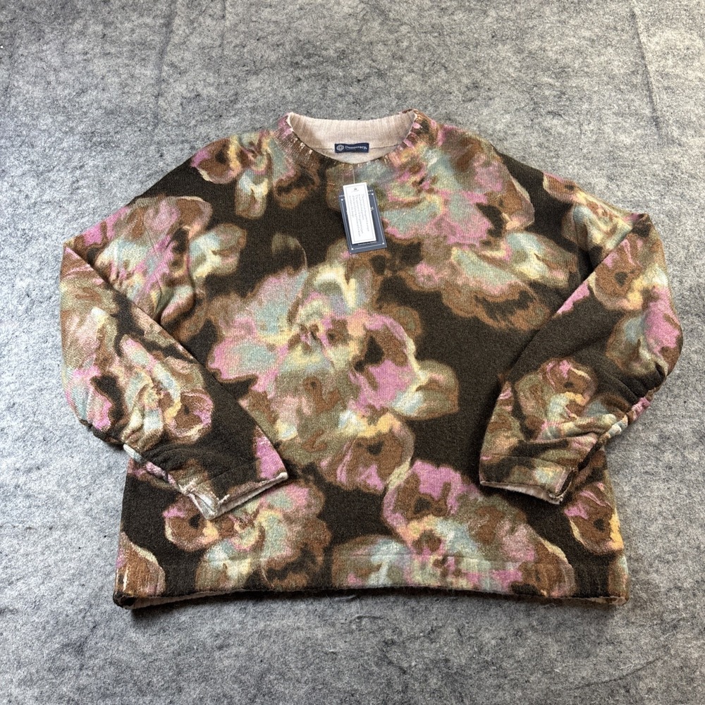 Democracy Crew Neck Sweater Women's Large Multicolor Floral Mohair‎ Blend Boho